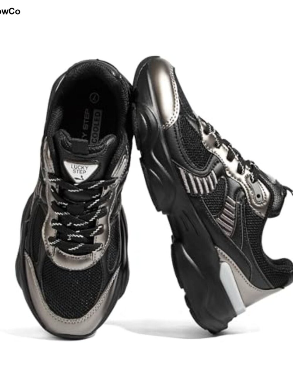 Womens Platform Chunky Fashion Sneakers Breathable Mesh Tennis Shoes Lace Up